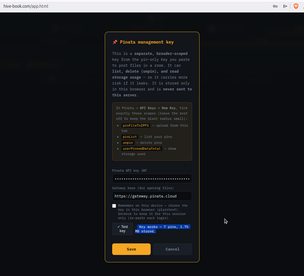 Pinata admin key login